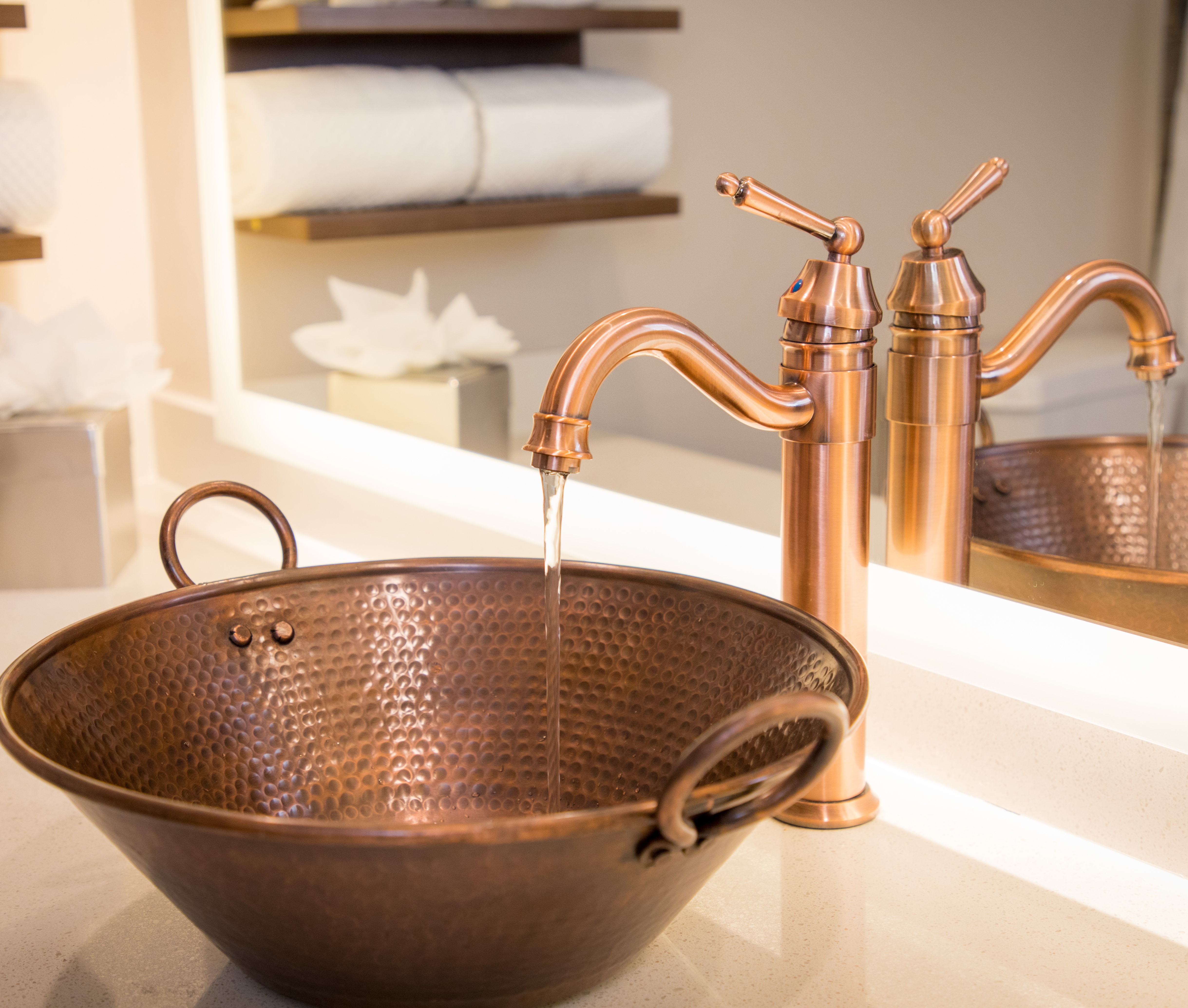 copper sink and faucet